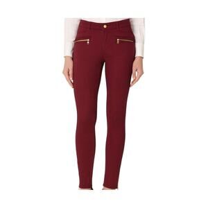 Loft Marisa Skinny Pants Zipper Ankle Burgundy Size 8P NWT